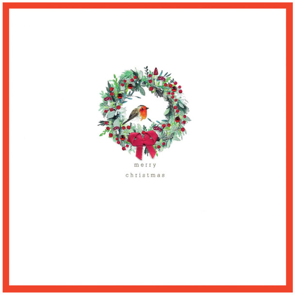 Handfinished - Wreath Robin (16.5cm)