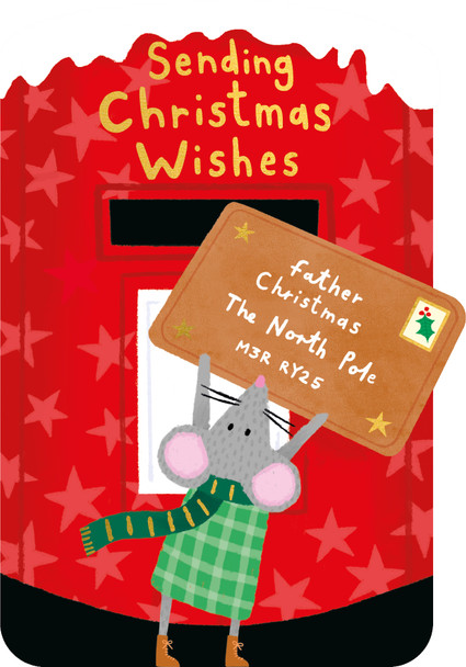 Mouse Christmas Post (Diecut, Hot Foil,105x150)
