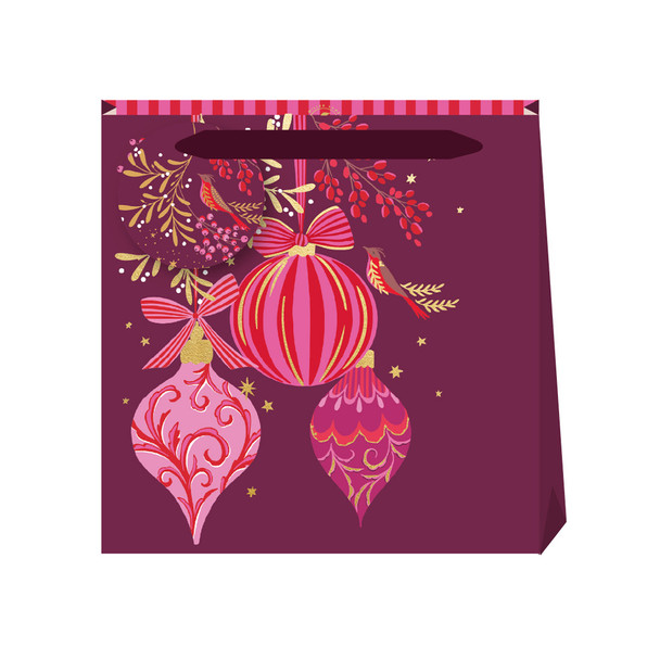 Gift Bag Small- SM Bauble Bows Plum (W13xH13xD7cm)