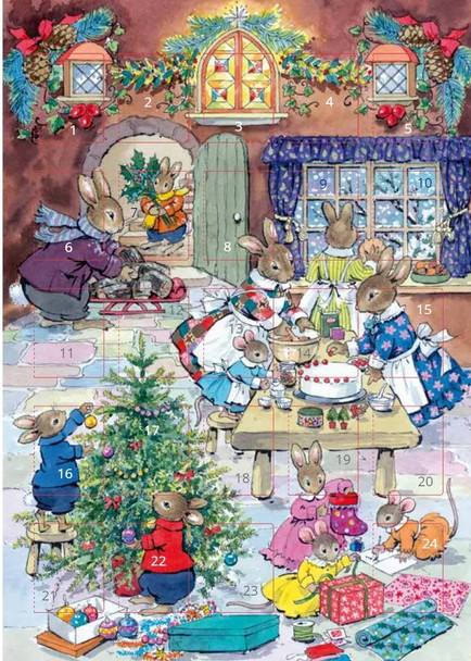 Nostalgia World A5 Advent- Christmas Eve Rabbit Family (X26POF ACDPB1)