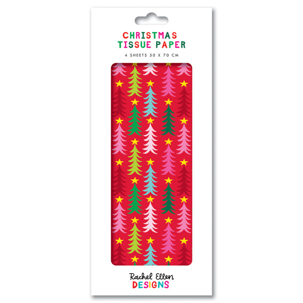 Tissue Pkt 4- Trees On Red (50x70cm)