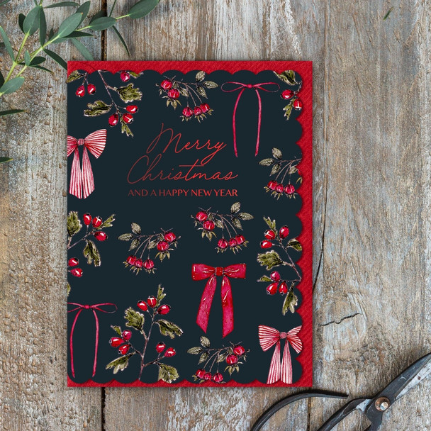Scalloped- Merry Christmas & HNY Noir (unbagged108x140mm) (X26TOC BE10)