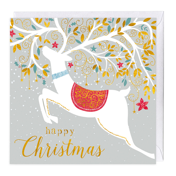 SALE- Happy Christmas Stag (X26WHI Y029)