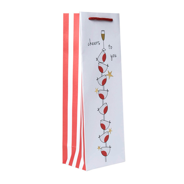 Gift Bottle Bag Tag - Robin (120x90x350mm) (X26BBD GBX094)