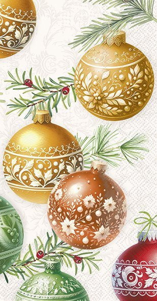 Christmas Bubbles Cream-Guest Towel (Pkt 15) (X26IHRBF1088360)