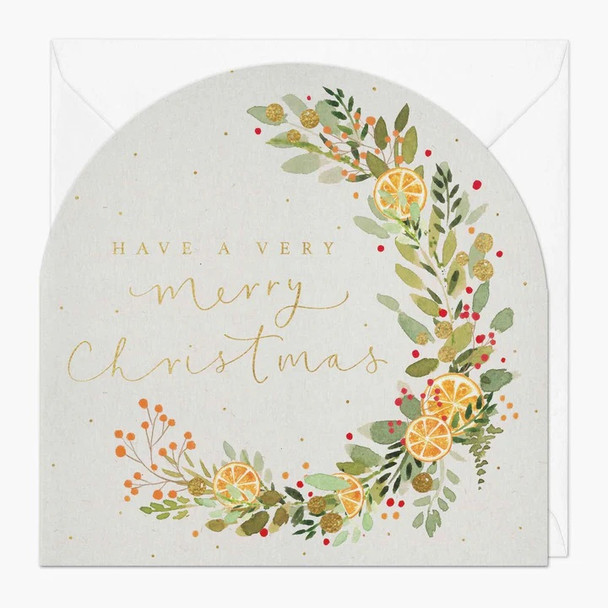 Arched- Watercolour Orange Wreath (Unbagged)