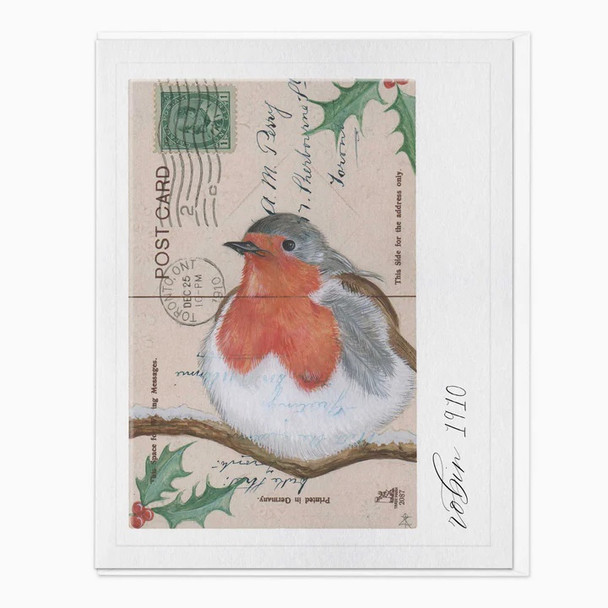 Vintage Postcard Robin (Unbagged 138 x 170mm)