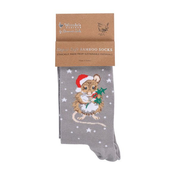 Sock Bamboo - Christmouse GREY (US6-10) (X26WRE XSOCK006)