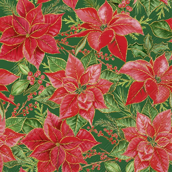 Christmas Poinsettia on Green (X26IHRL1060020)