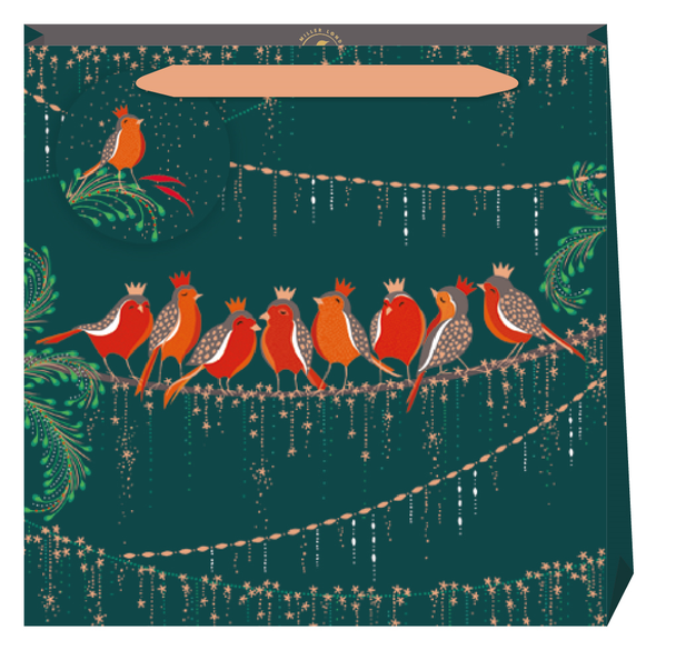 Gift Bag Medium- SM SALE Robins on a Wire (W22xH22xD8cm) (X26PKBM 03163703)