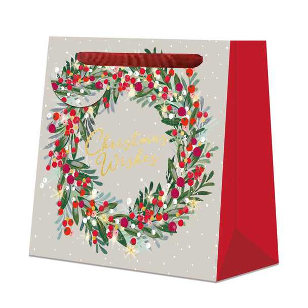 Gift Bag Medium- PK Winter Berries Wreath (W22xH22xD8cm) (X26PKBM PKBMA003)