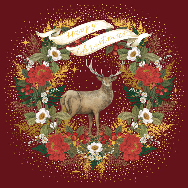 Box (8) - Stag & Wreath (SQ165mm) (X26ART LBX116)