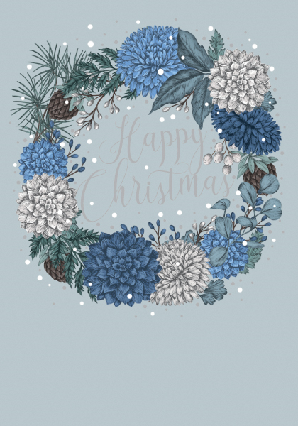 SALE Blue Wreath (Foil,Flitter,Emboss) (X26ART SSX02)