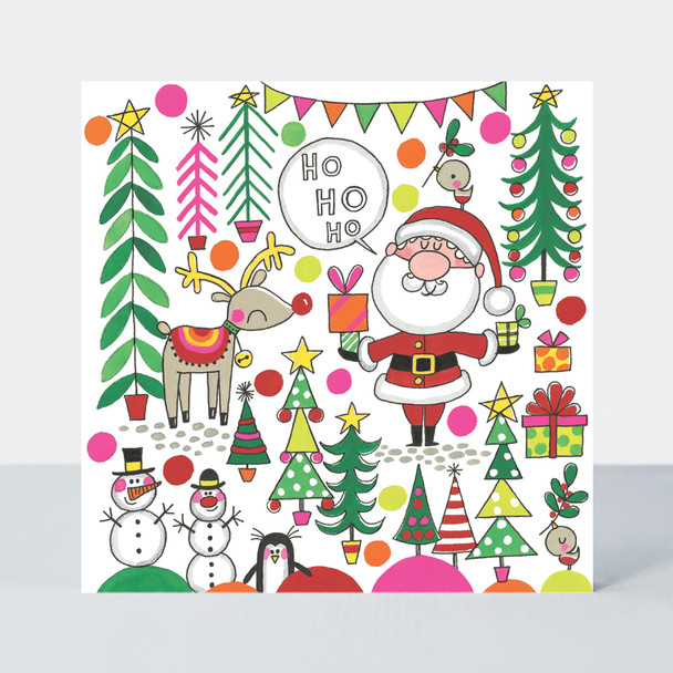 Jigsaw Card - Santa, Reindeer & Trees (X26RED XJIG49)