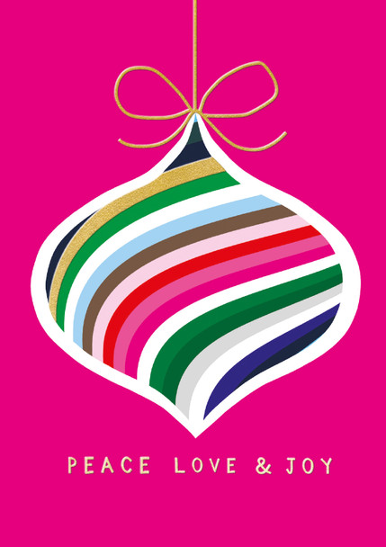 Love, Peace & Joy Stripy Bauble (153x108mm) (X26RED XJOY07)