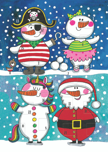 Advent Calendar Card Flitter -  Snowmen Dressing Up (X26RED ADCRD14)