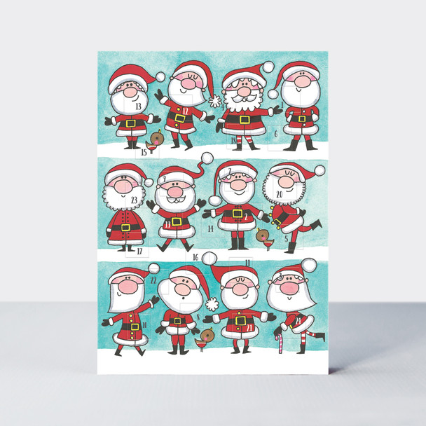 Advent Calendar Card Flitter - Multiple Santas (X26RED ADCRD16)