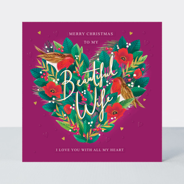 Wife Festive Heart (Gold Foil & Emboss) (X26RED XCOSY10)