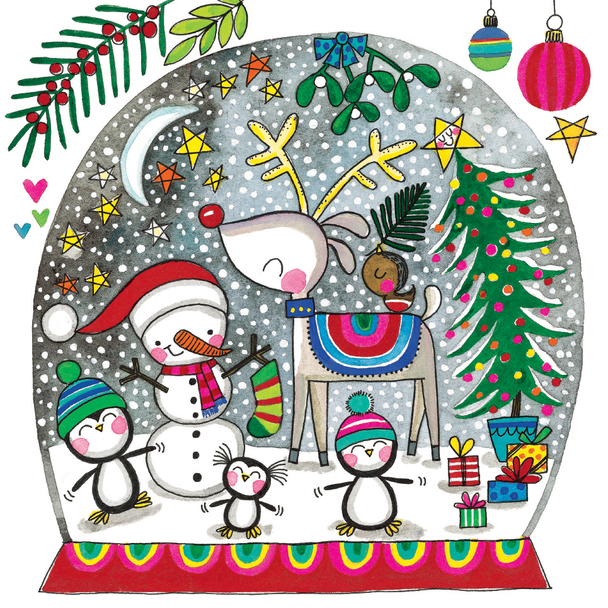 Jigsaw Card - Reindeer Snow Globe (X26RED XJIG43)