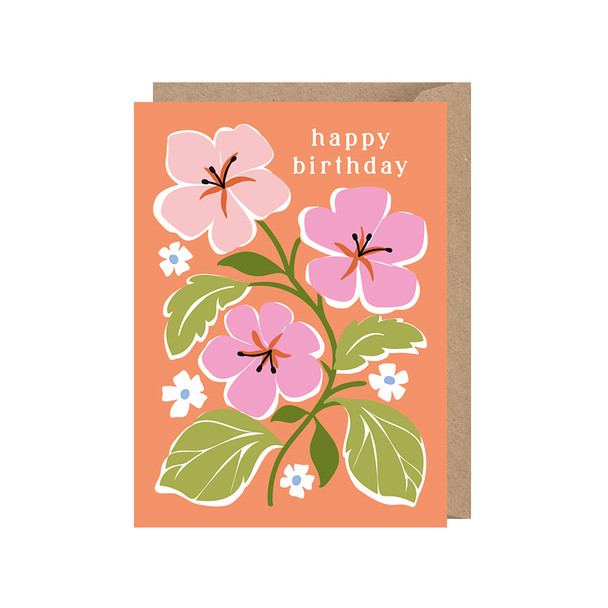 Small Card HB- Pink Flowers (95 x 127mm)