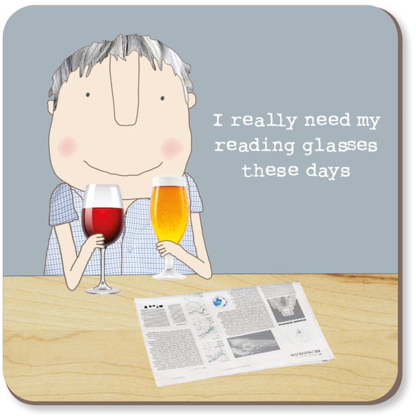 Coaster - Reading Glasses Boy (10x10cm Cork Backing)