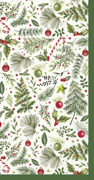Christmas Branches Allover-Guest Towel (Pkt 15)