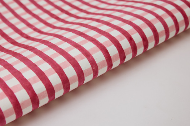 Wrap- Handprinted, Recycled Cotton 50x76cm - Gingham Pudding