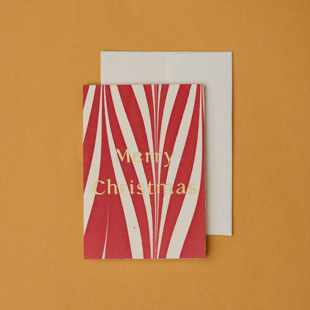 Handprinted Cotton A6 Marble - Candy Stripes Red (unbagged)