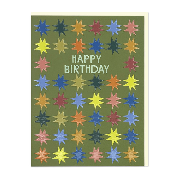 Small Card HB- Stars Green (95x125mm, SpotUV, Emboss)