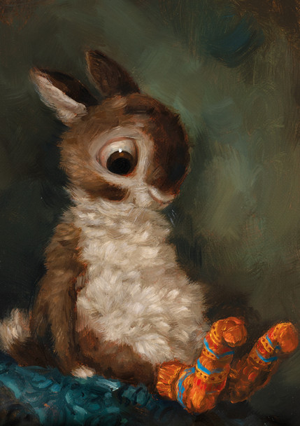 Alison Friend - Bunny Happy With Her Knitted Socks 