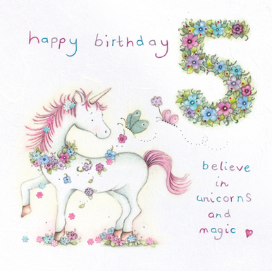 James Ellis Happy Birthday Card Age 5 Unicorns – Chalk