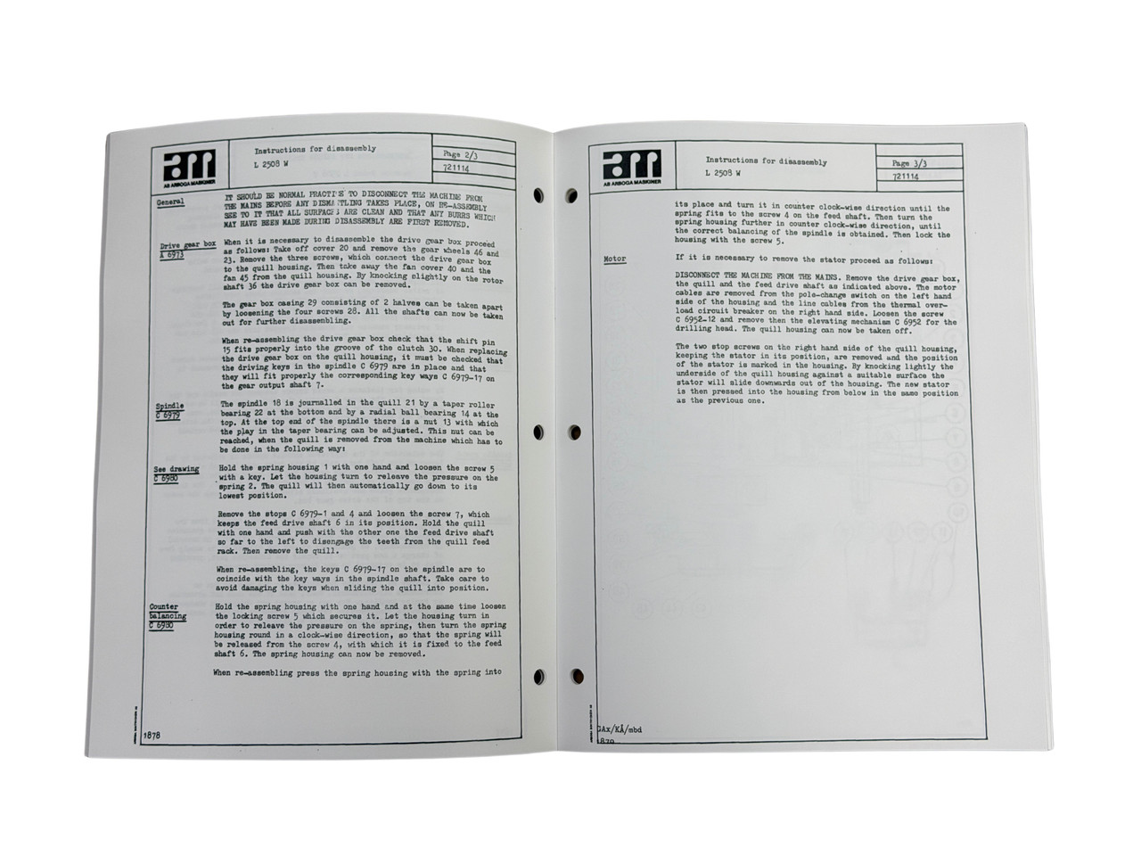 Arboga Maskiner Model L2508W Manual