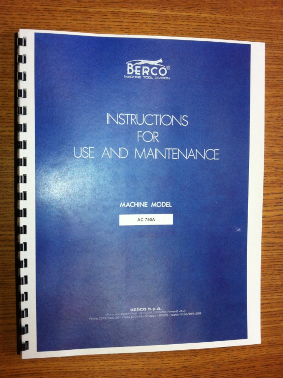 Berco Model AC750A Manual