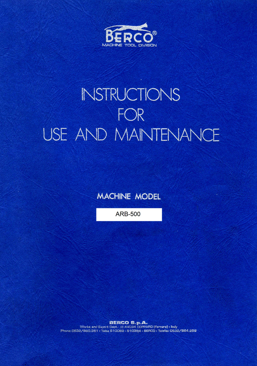 Berco Model AB-500 Manual