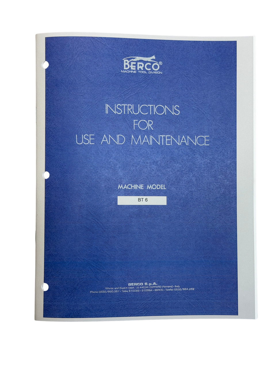 Berco Model BT6 Line Bore Machine Manual