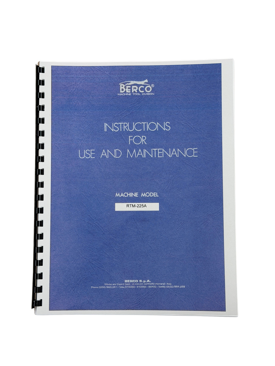 Berco Model RTM225A Manual