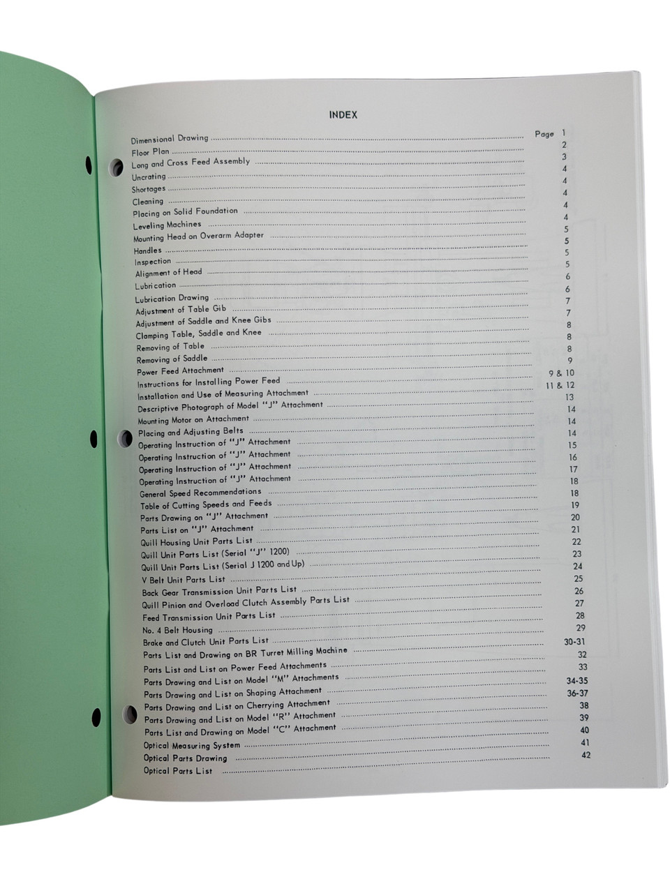 1964 Bridgeport J Head Mill Instruction and Parts Manual