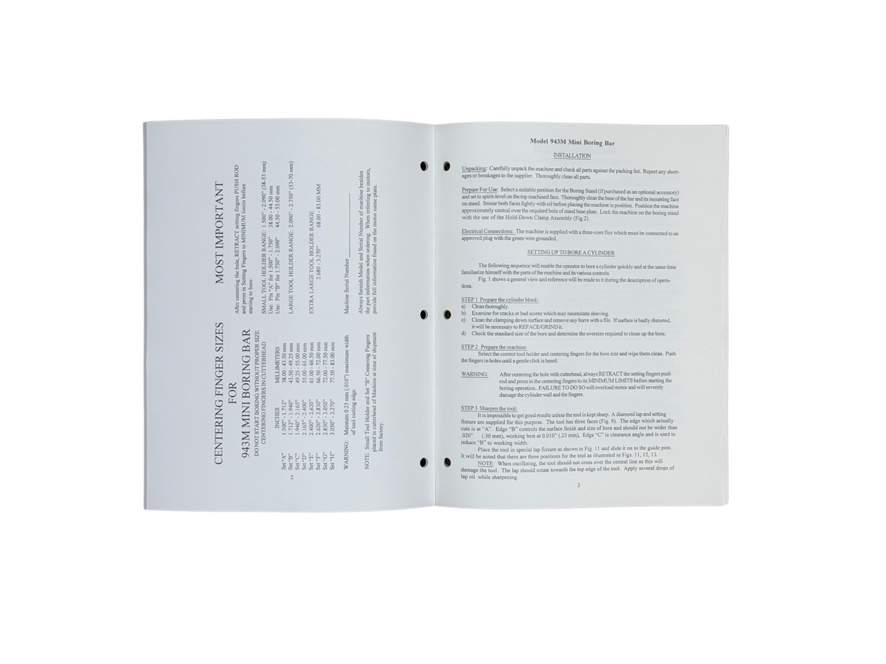 Kansas Instruments Model 943M Boring Bar Manual