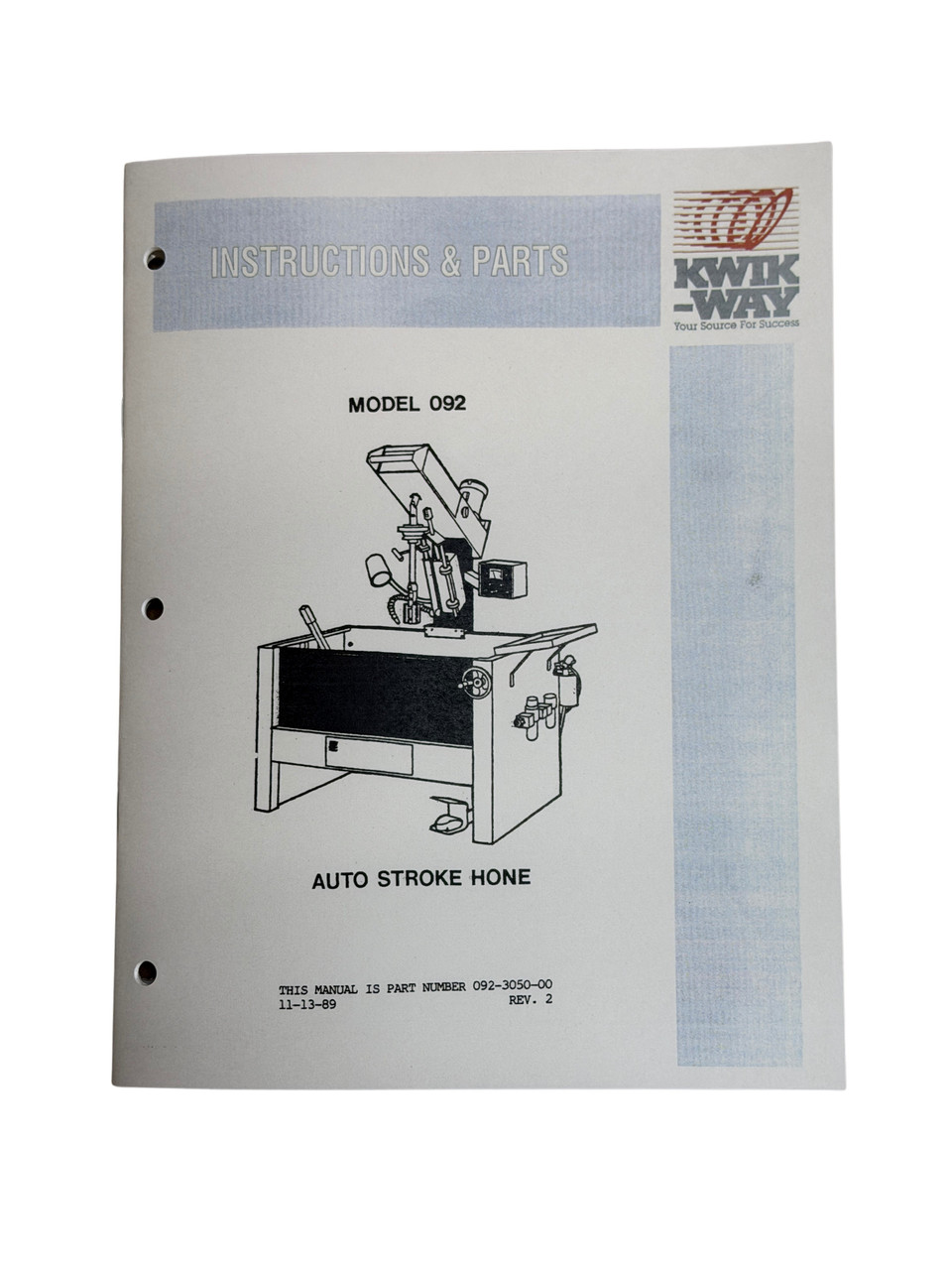 Kwik Way Model 092 Power Stoke Cylinder Hone Manual