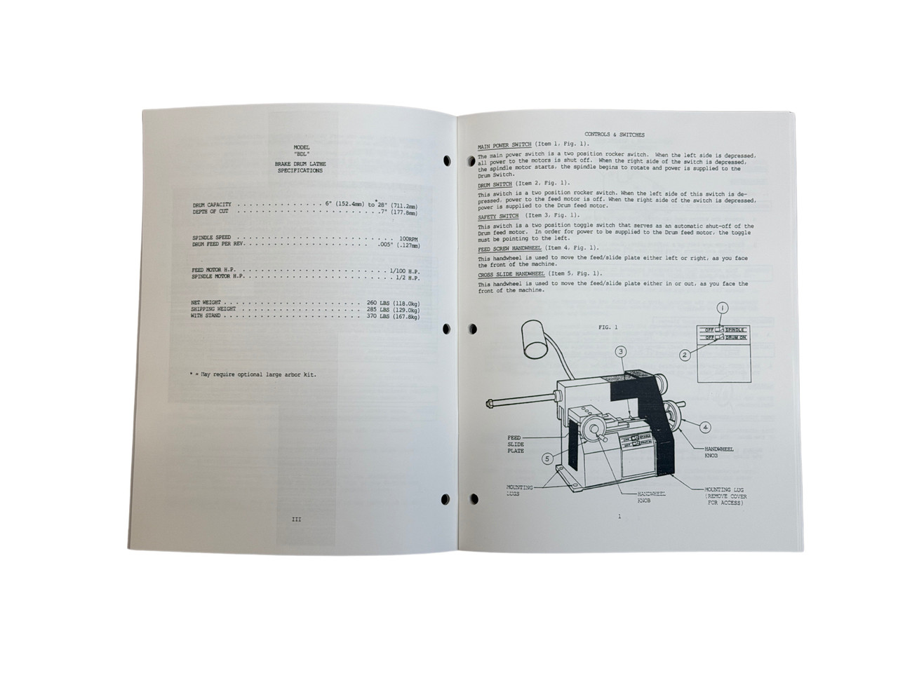 Kwik Way Model BDL Brake Lathe Manual