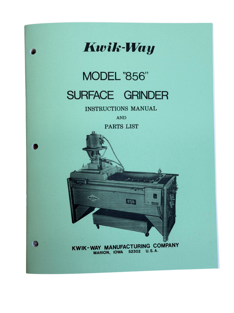 Kwik Way Model 856 Surface Grinder Manual