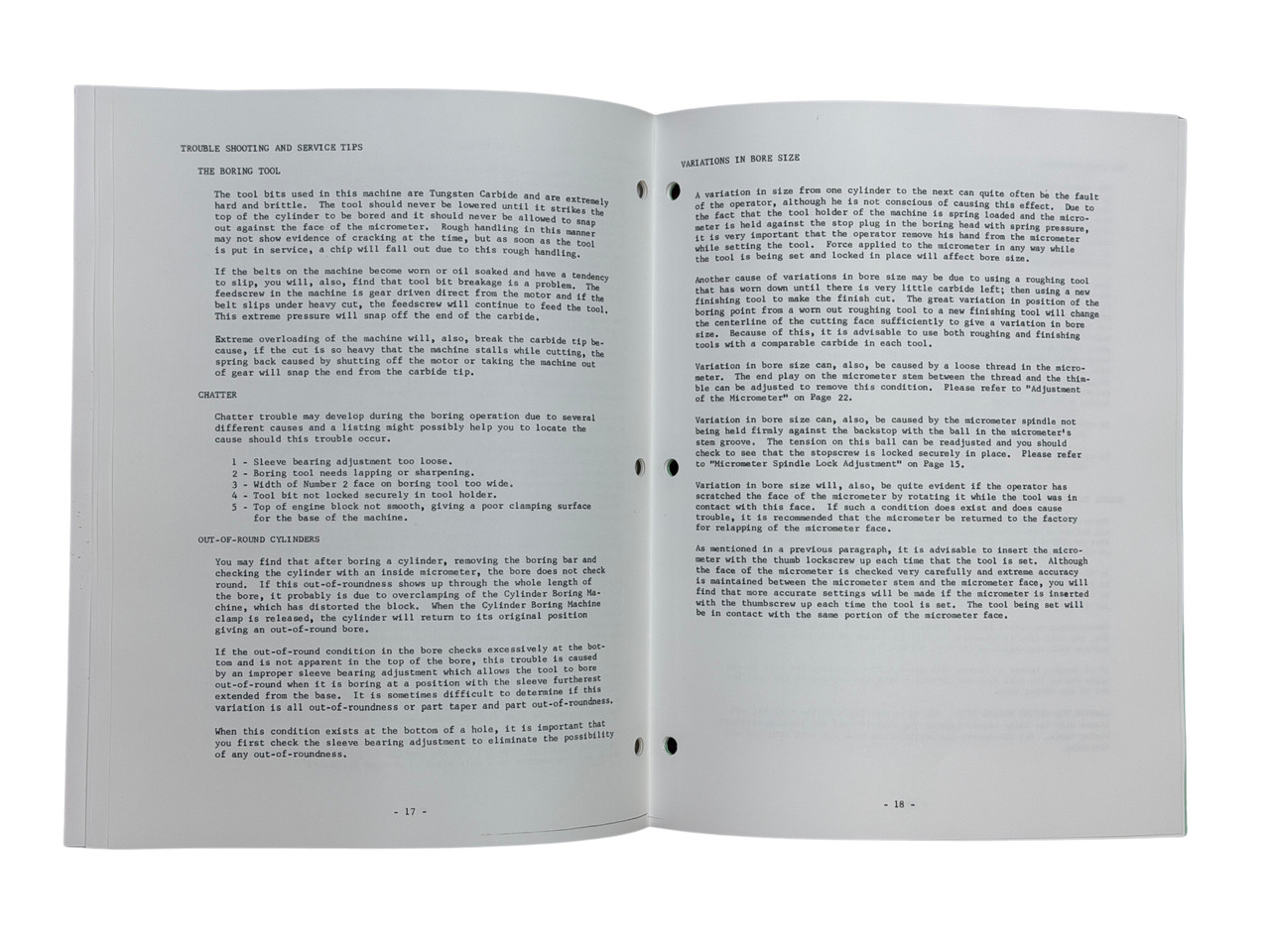 Kwik Way Model FW Boring Bar Manual