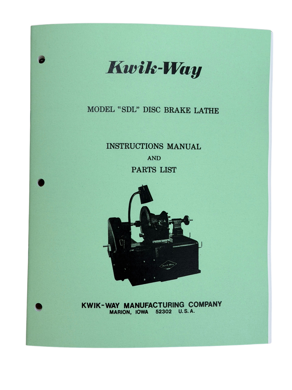 Kwik Way Model SDL Brake Lathe Manual