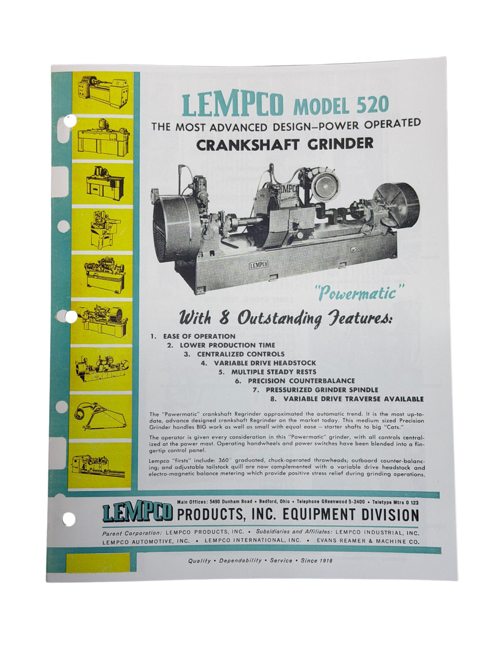 Lempco Model 520 Crankshaft Grinder Flier