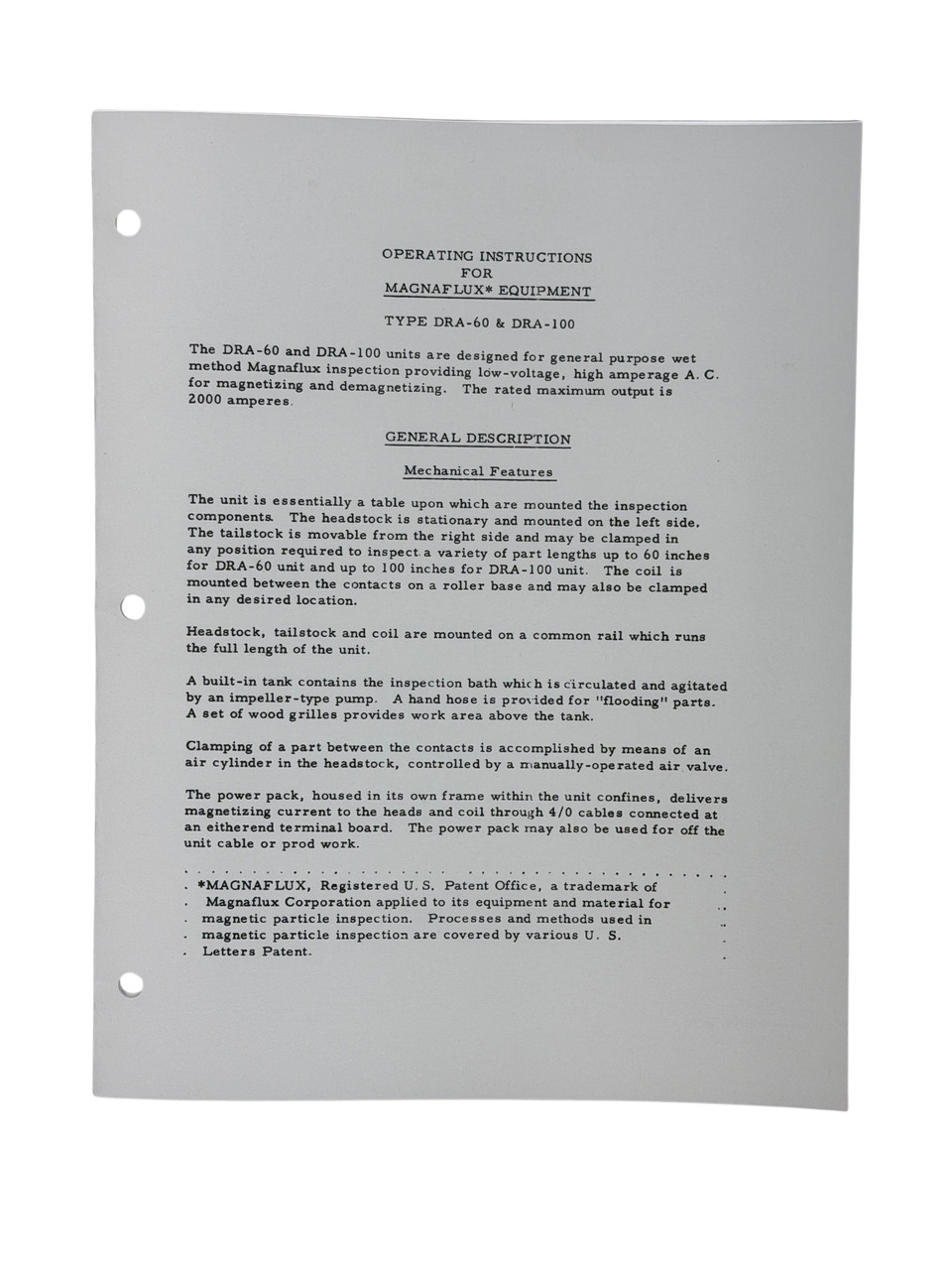 Mag DRA60 & DRA100 Magnetic Crack Detector Manual