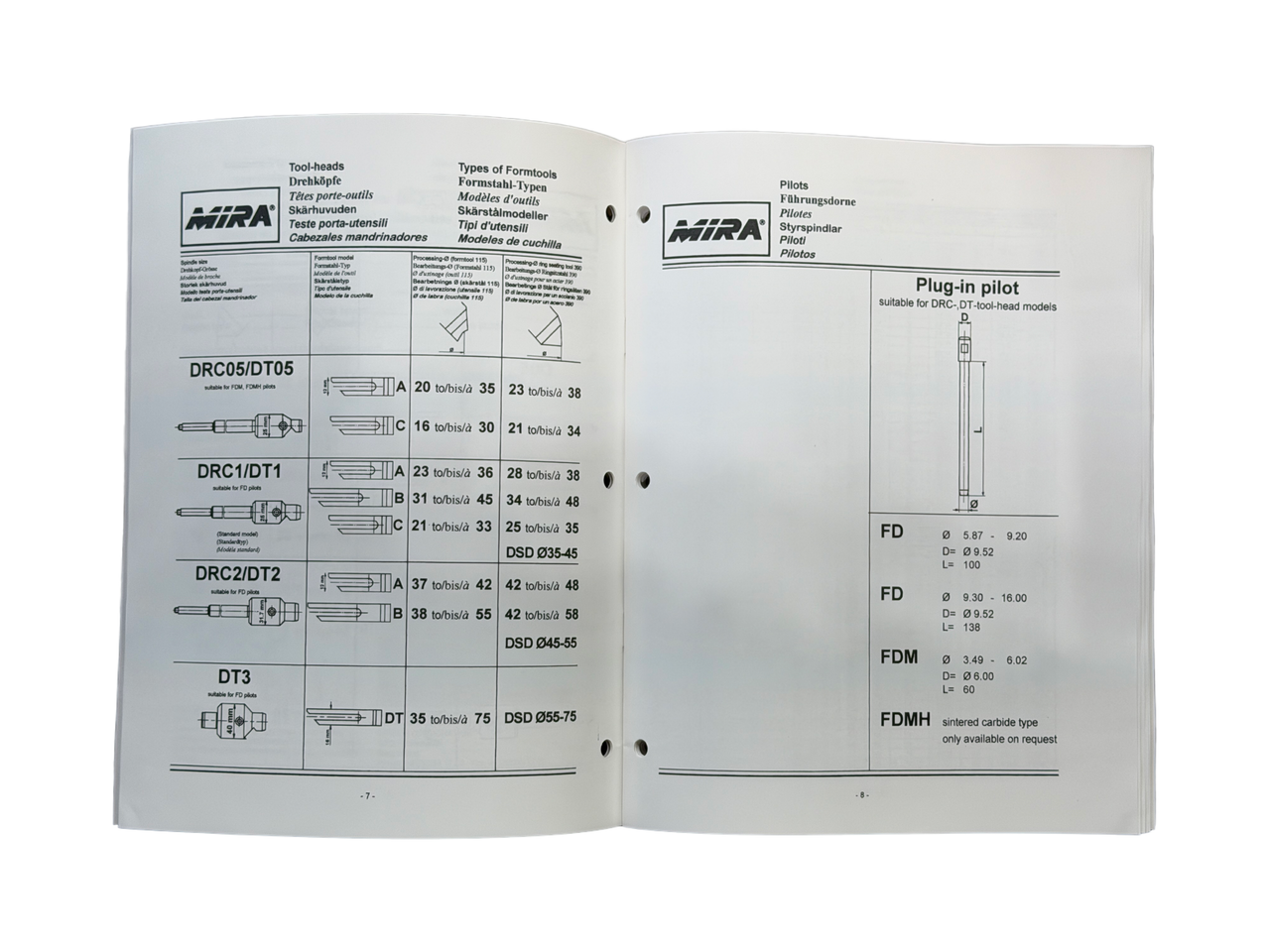Mira Form Valve Seat Form Tools Catalog - Manual