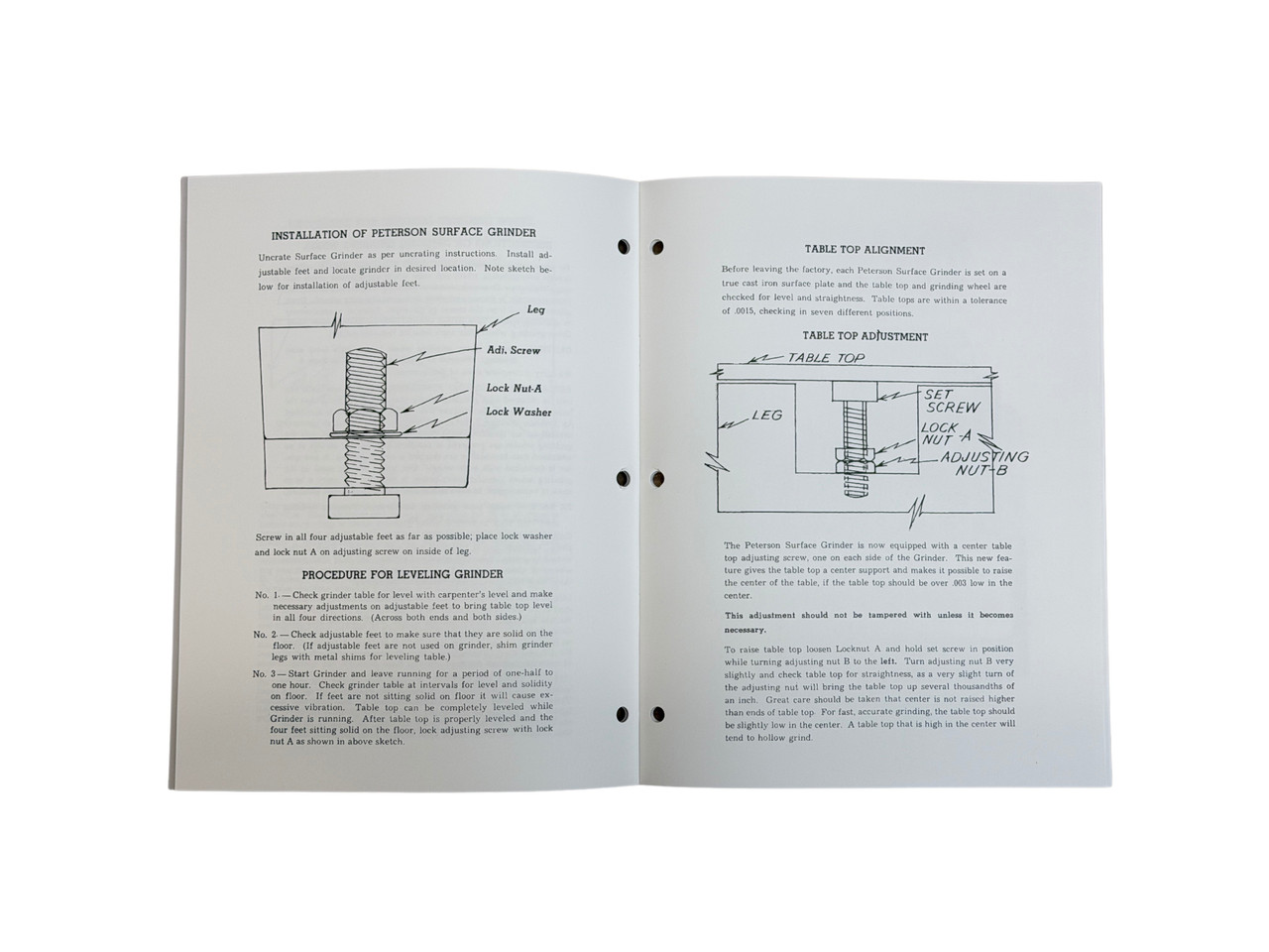 Peterson Model 48 Dry Surface Grinder Manual