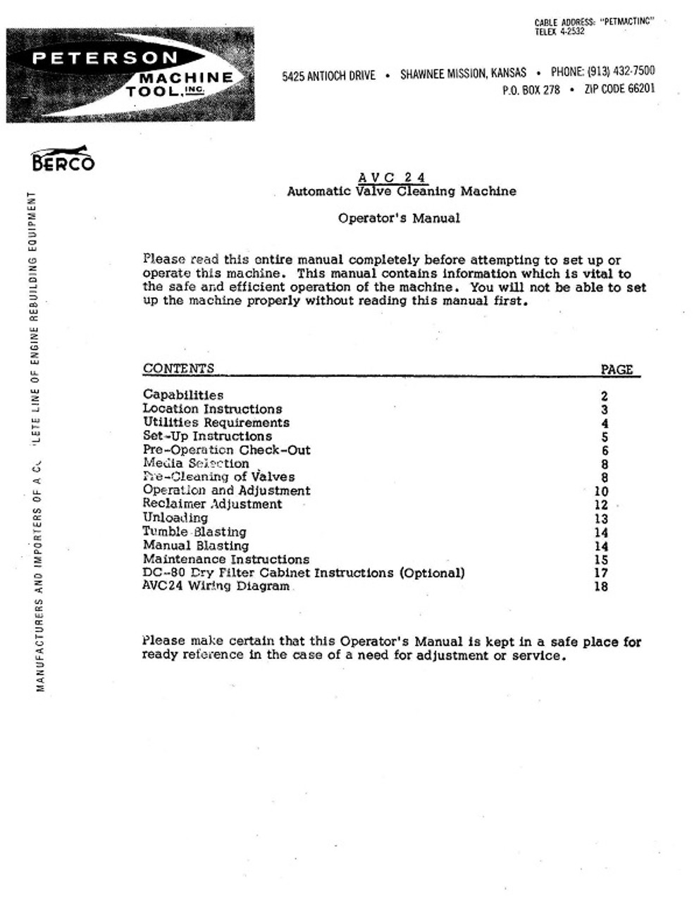 Peterson Model AVC24 Manual