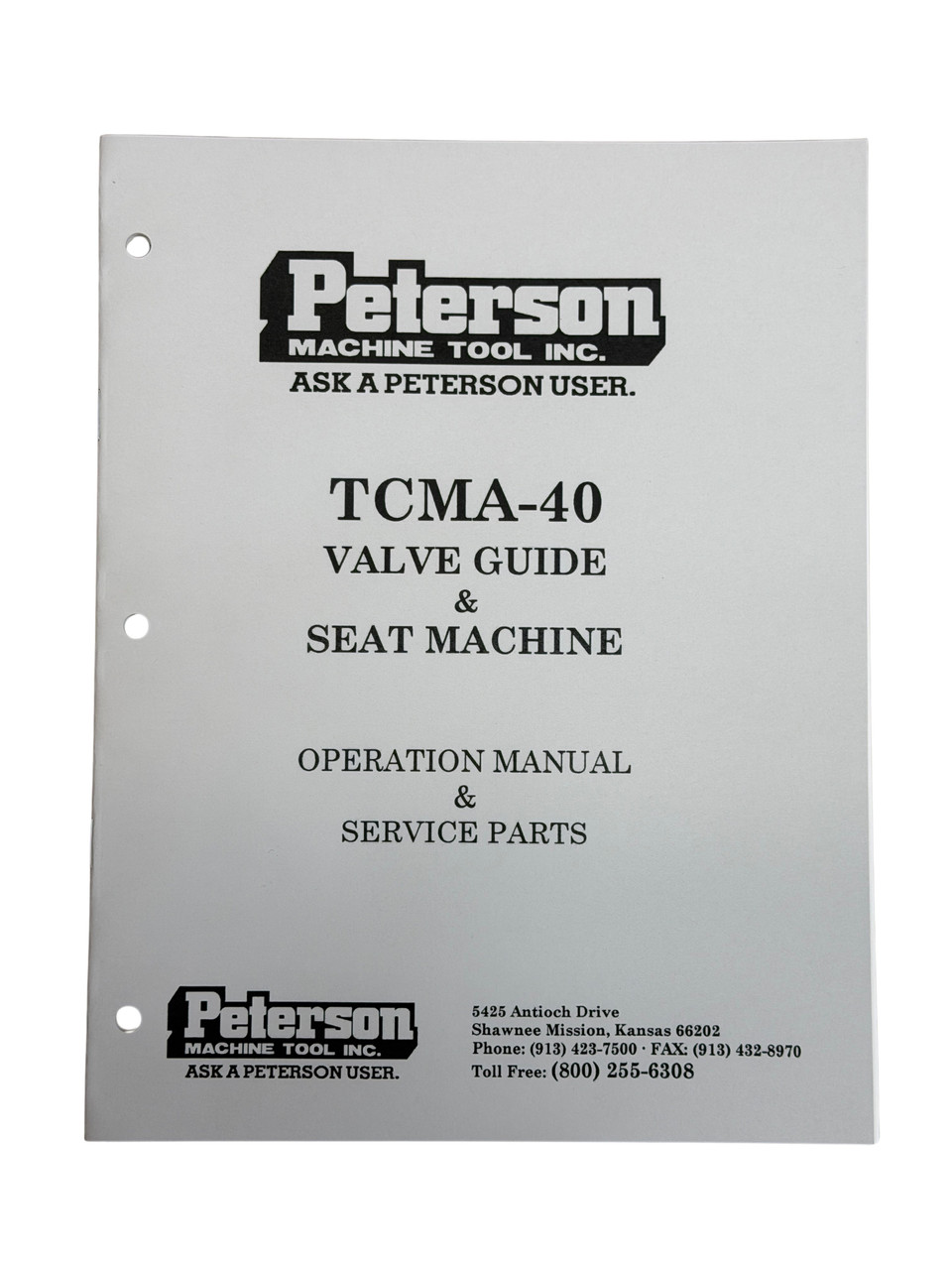 Peterson TCMA-40 Seat and Guide Machine Manual