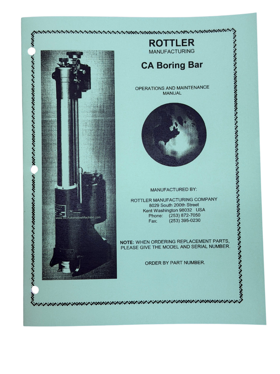 Rottler Model CA Portable Boring Bar Manual